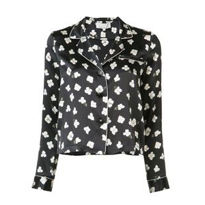 FLEUR DU MAL silk-satin Black Florette Pajama Top